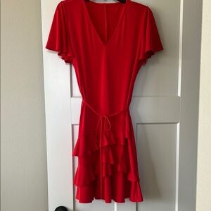 Ivanka Trump Elegant Red Ruffle Dress